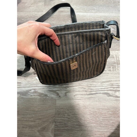Vintage Authentic FENDI striped Crossbody Purse Small worn as is - Picture 8 of 9